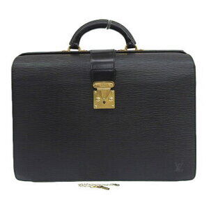 Louis Vuitton Epi Serviette Fermoir Business Bag Handbag Noir Black
